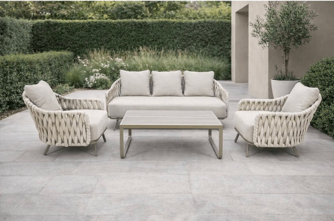 CAPRI ALUMINIUM & ROPE LUXURY SOFA SET NATURAL