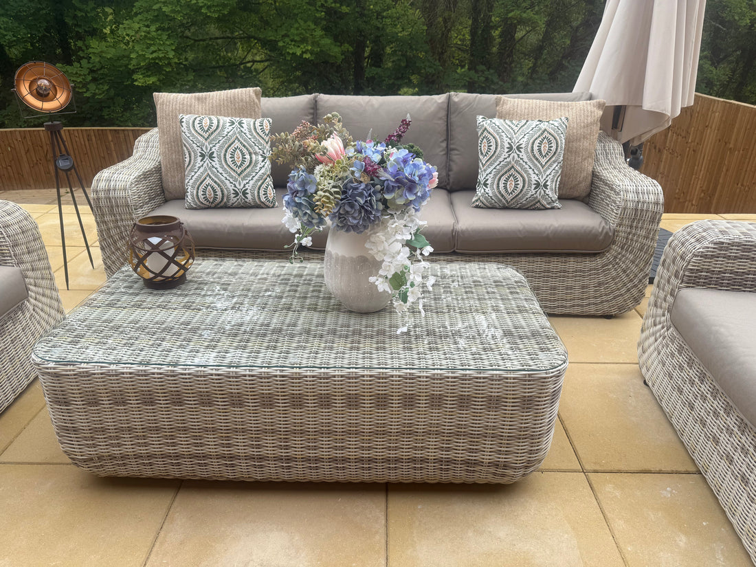 Portofino Luxury Outdoor Rattan Sofa Set - Free Weather Cover