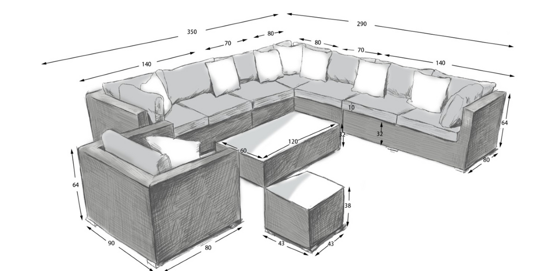 Georgia Luxury Modular Corner Sofa Set – Grey Ribbon Weave