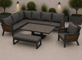 Amber Aluminium Luxury Corner Sofa with Rise and Fall Dining Table - In Stock - The Outlet Home