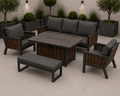 Amber Aluminium Luxury Sofa Set with Fire Pit Dining Table - In Stock - The Outlet Home