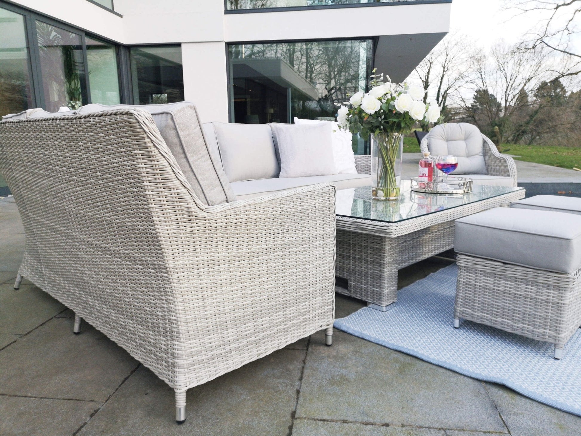 Antigua Corner Sofa Set with Rising Table, Stools & Armchair - Pre - order due in 20th February - The Outlet Home