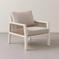 Aura Aluminium Natural Bistro Set with Olefin Rope Chairs – Modern Outdoor Bistro Furniture - Pre Order Feb 2026 - The Outlet Home