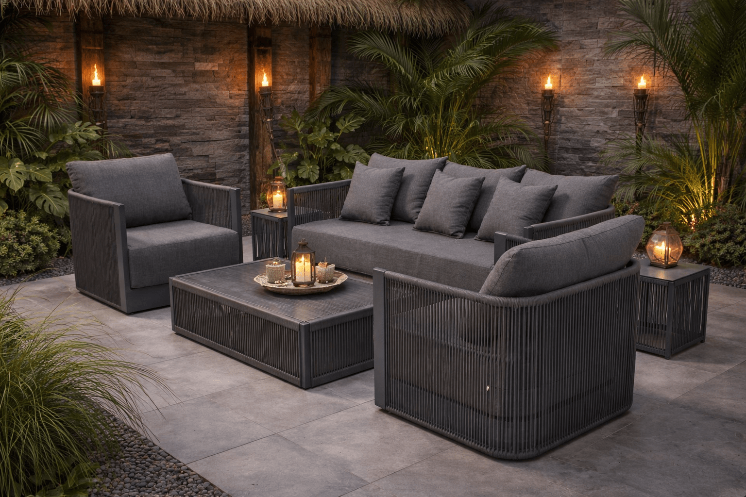 Bali Luxury Sofa Set Grey - Pre - order due May - Order By 12th March For Free Parasol & Weather Cover - The Outlet Home1621243260e1af0c20-0