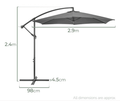 Cantilever Parasol 3m Grey - The Outlet Home