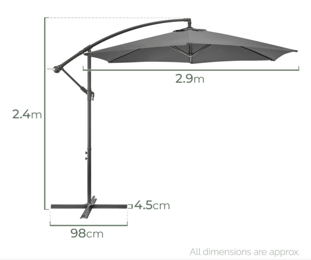 Cantilever Parasol 3m Grey - The Outlet Home