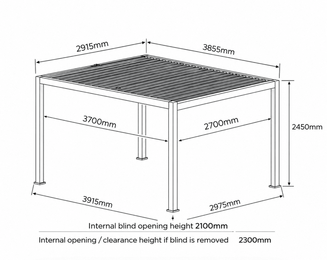 Cosmo Premium Aluminium Pergola 4x3m (approx 13ft x 10ft) LED Lights, 4 x windproof retractable sides + 5 year warranty + free delivery - The Outlet Home