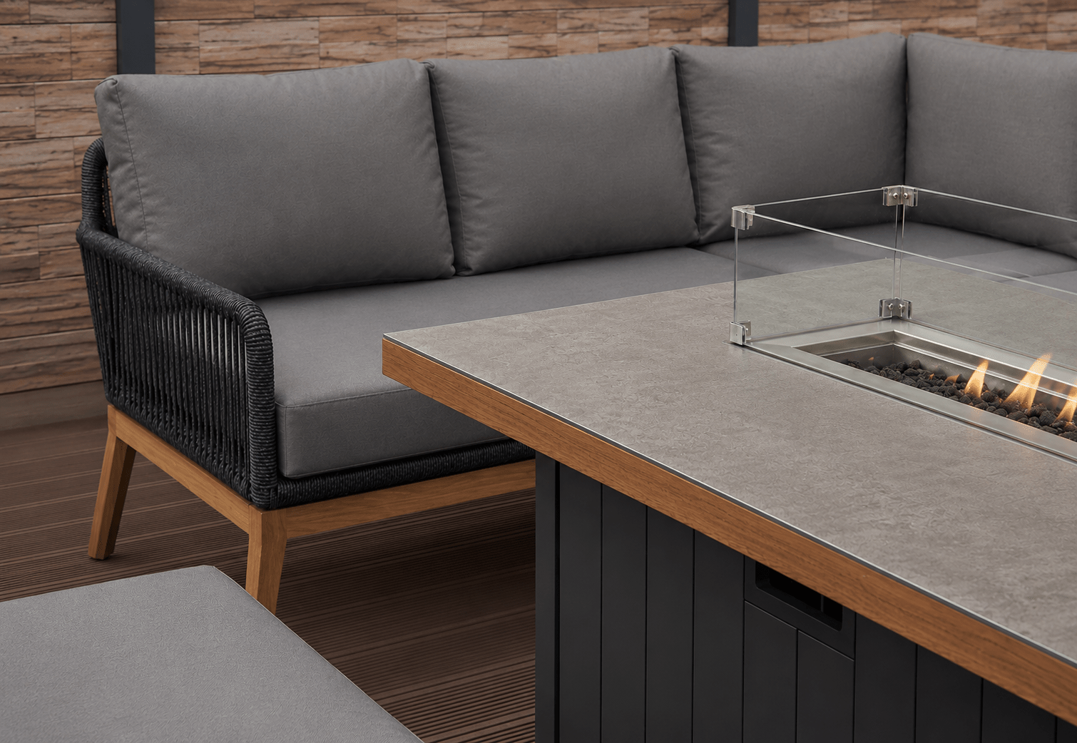 Harper Luxury Corner Sofa with Fire Pit Dining Table - The Outlet Home