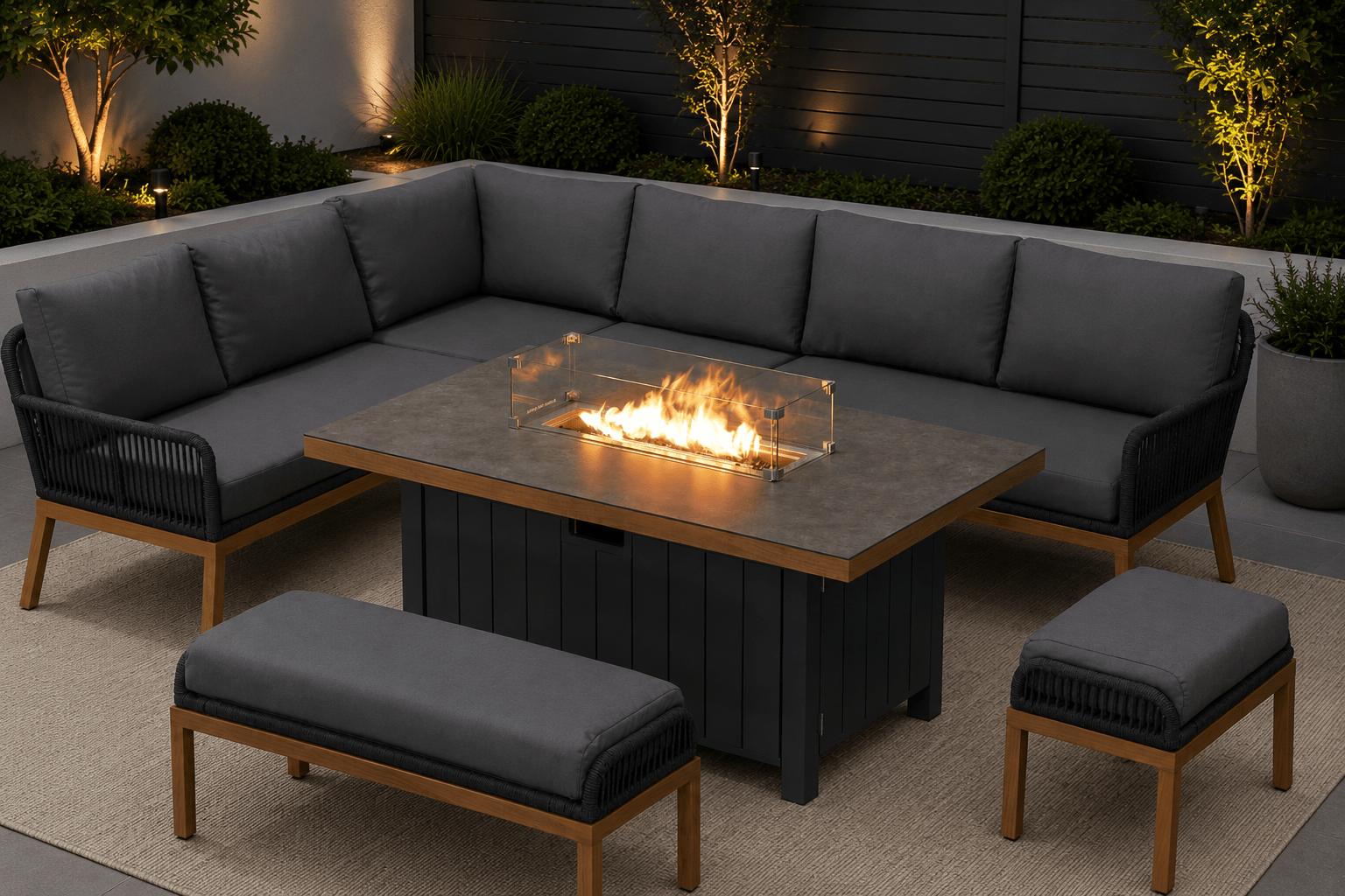 Harper Luxury Corner Sofa with Fire Pit Dining Table - The Outlet Home