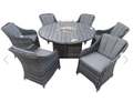 Marbella 6 Seat Rattan Fire Pit Garden Furniture - The Outlet Home