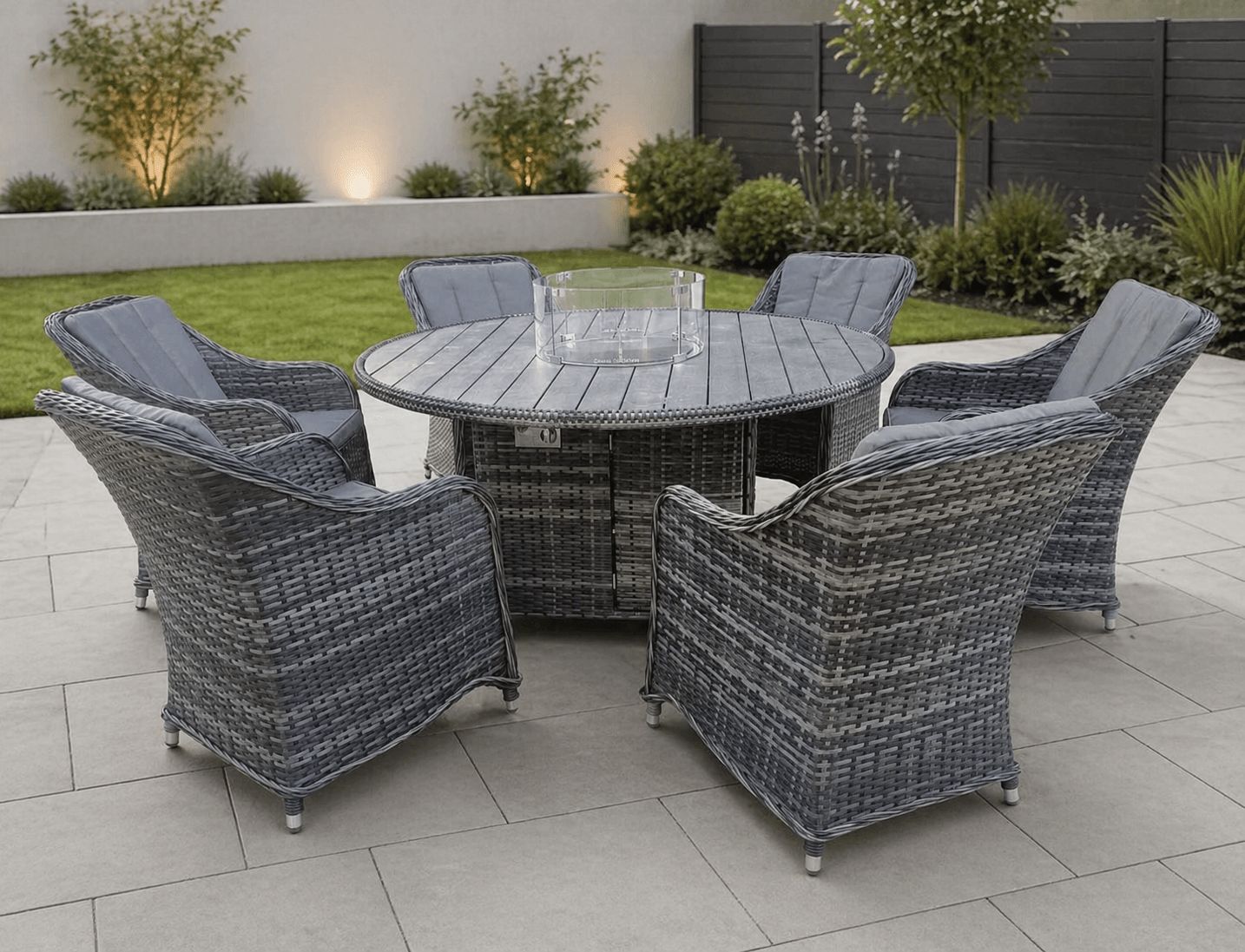 Marbella 6 Seat Rattan Fire Pit Garden Furniture - The Outlet Home