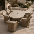 Marseille Luxury 6 Seat Dining Set Natural - Order by 9th July for Free Parasol & Weather Cover - The Outlet Home