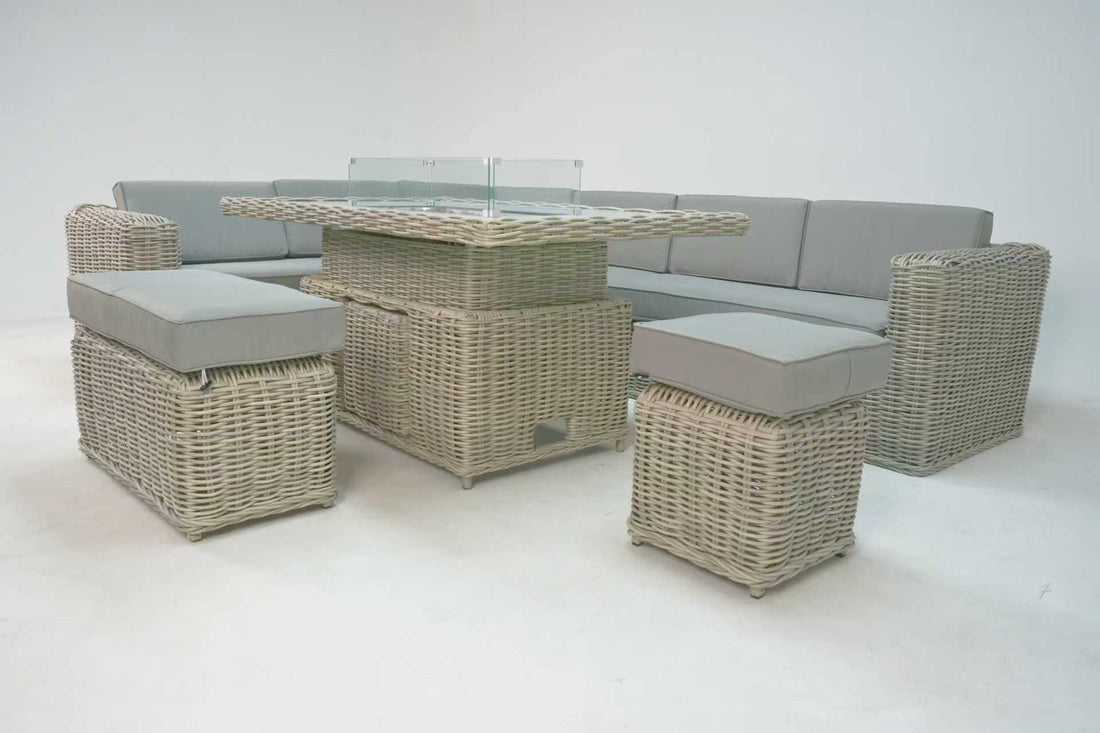 Santa Monica Luxury Edition with Rise & Fall Fire Pit Table (Right Side) Order by 26th May for Free Parasol & Weather Cover - The Outlet Home