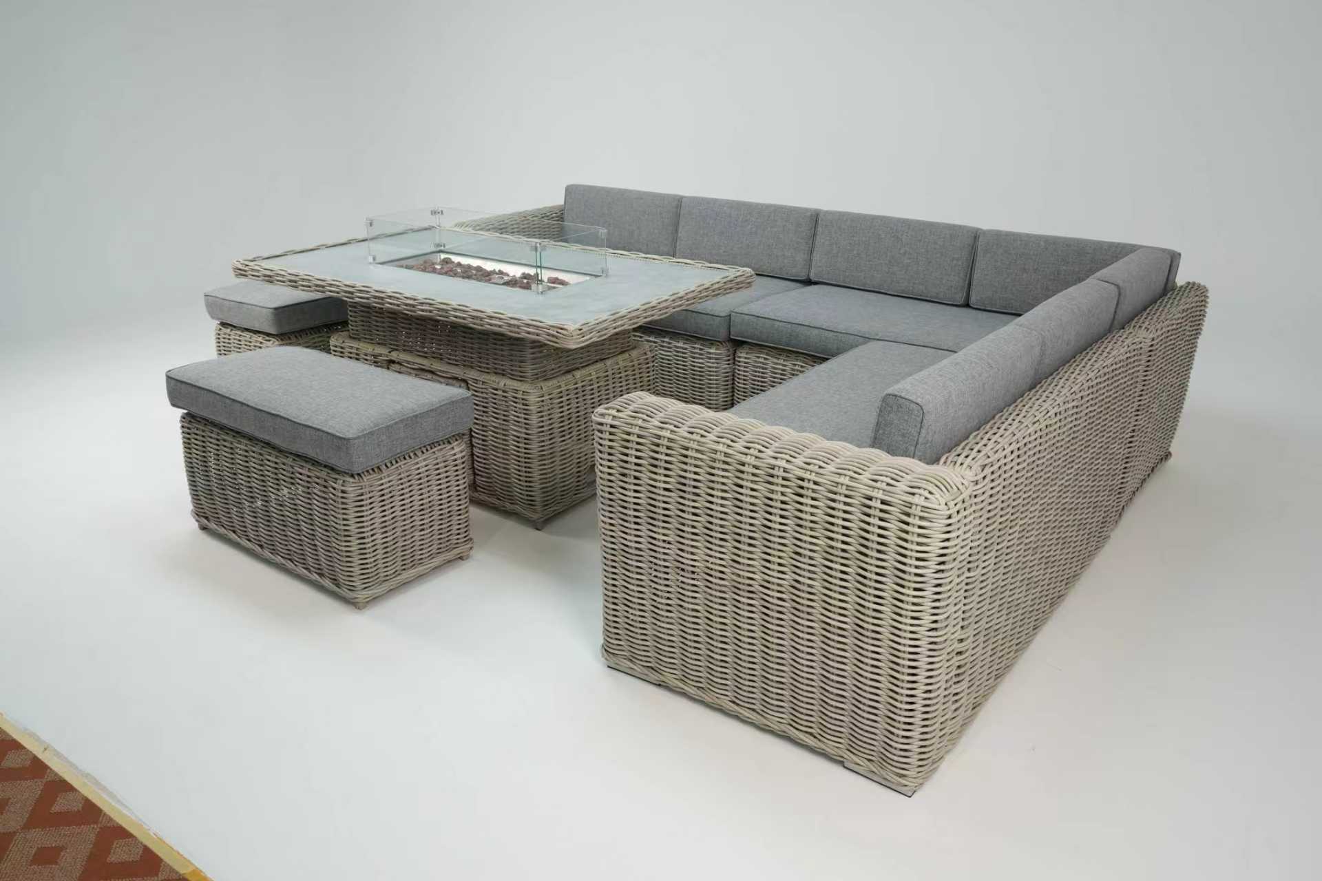 Santa Monica Luxury Edition with Rise & Fall Fire Pit Table - RE - ORDER DUE MARCH 2026 - NEW SEASON BUNDLE BUSTER - INCLUDES FREE PARASOL WITH WEIGHTS AND FREE COVER! - The Outlet Home