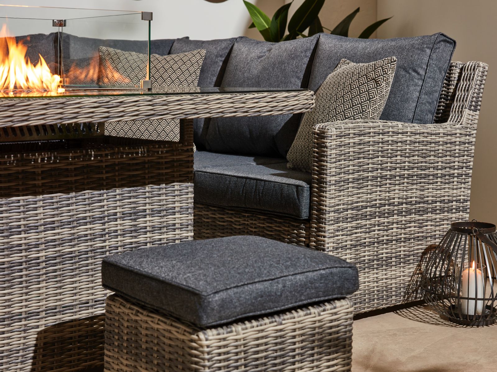 Siena Grande Corner Sofa with Fire Pit Dining Table - Pre - order due May - The Outlet Home
