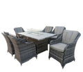 The Oxford 6 Seat Fire Pit Dining Set - The Outlet Home