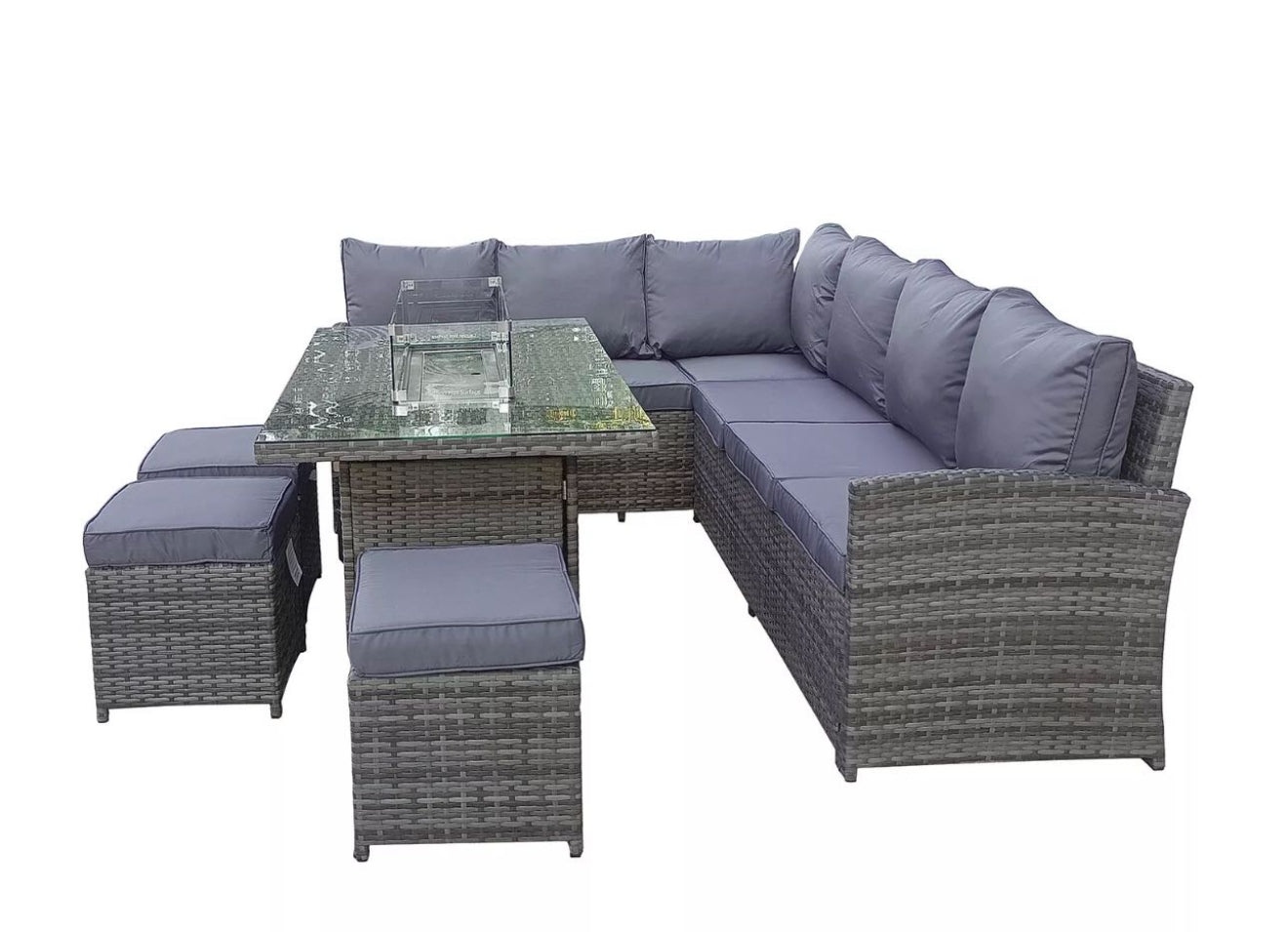 Venice Corner Sofa with Fire Pit Dining Table - The Outlet Home