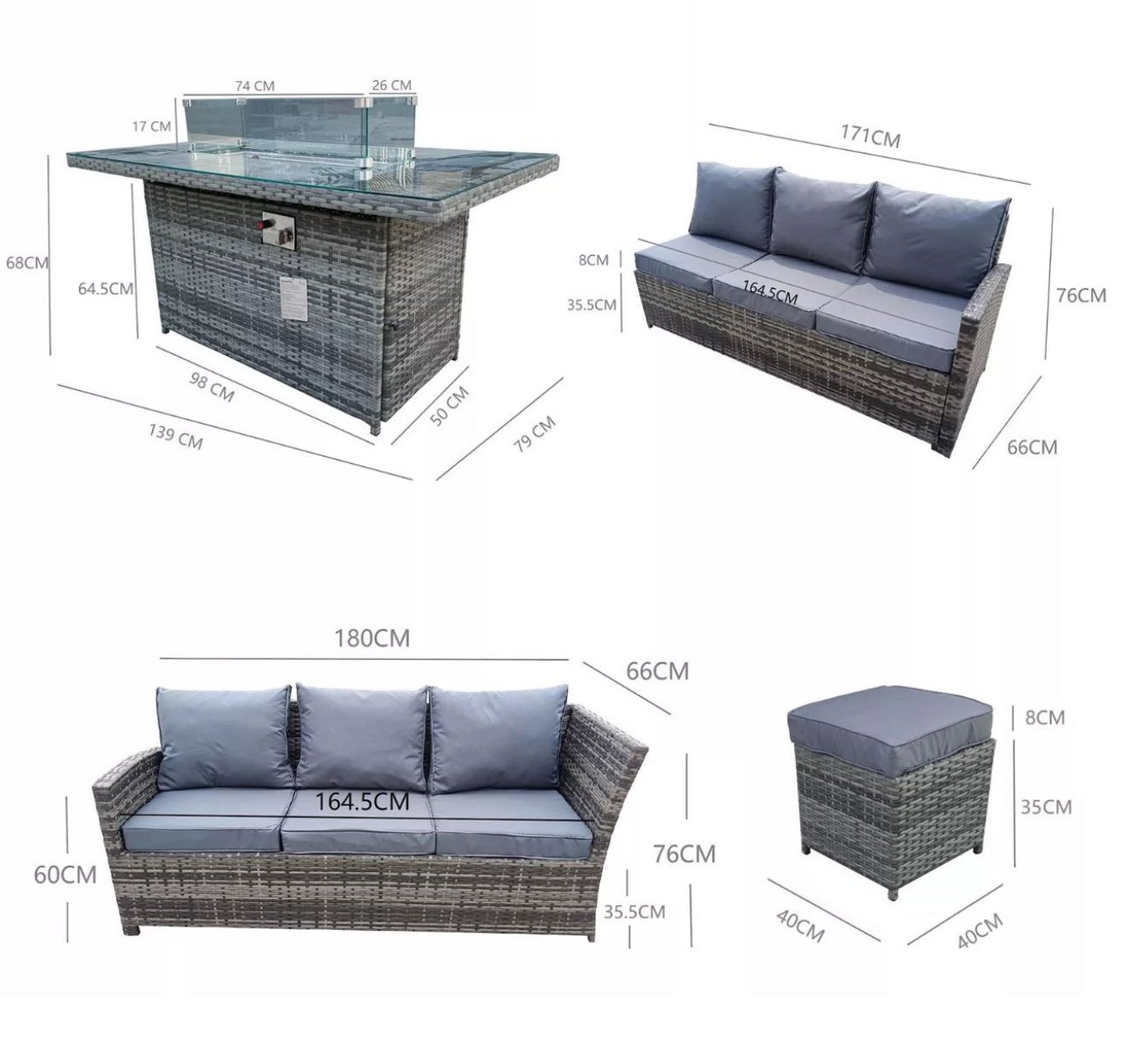 Venice Corner Sofa with Fire Pit Dining Table - The Outlet Home
