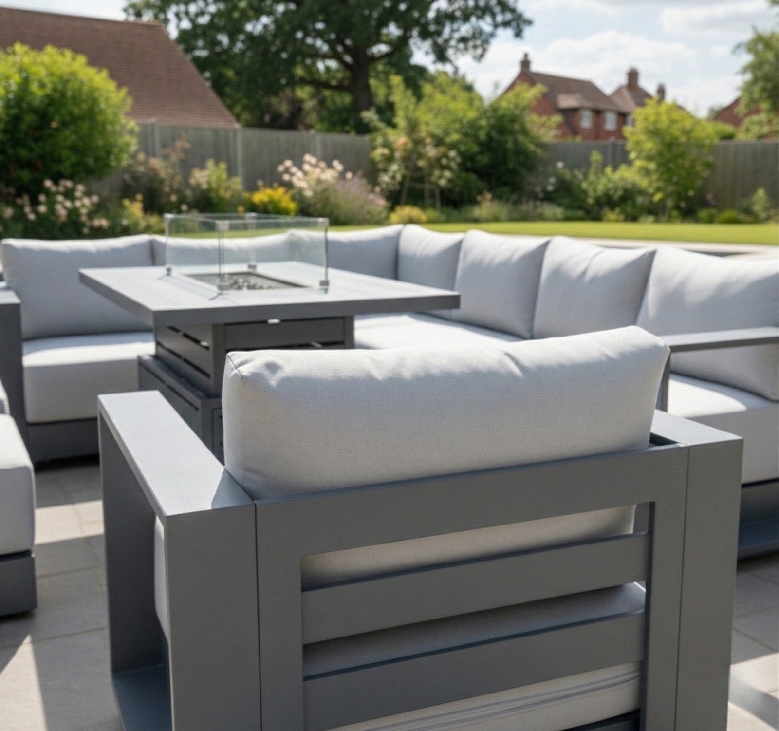 Viceroy Luxury Aluminium Sofa Set with Rise and Fall Fire Pit Table (optional chair available) Due in May - The Outlet Home
